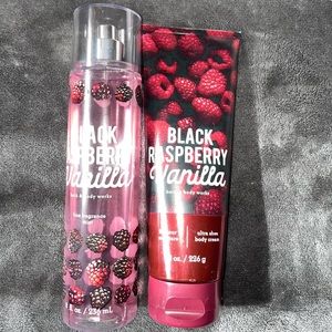 B&BW Black raspberry and vanilla body cream and body spray.